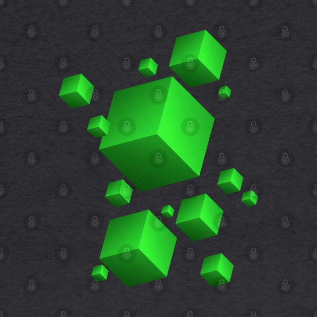 Floating Cubes Green by Studio DAVE